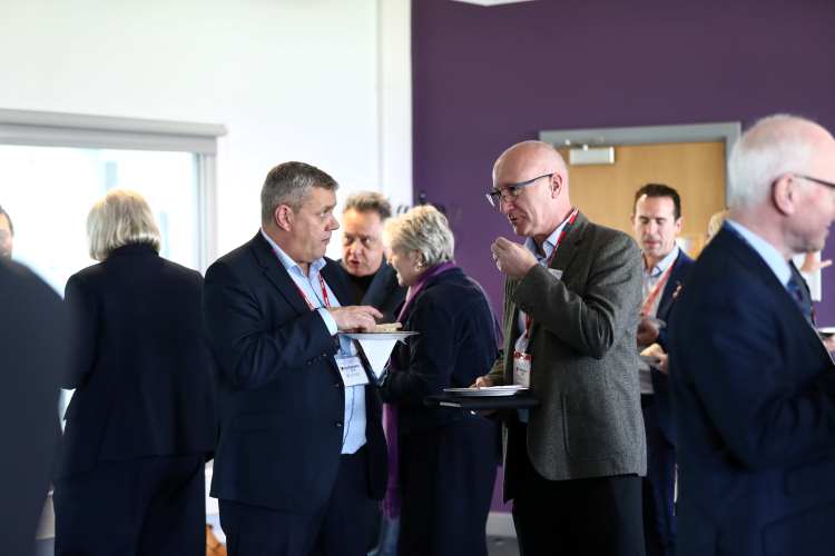 Photo shows employers gathering at one of the College's forums